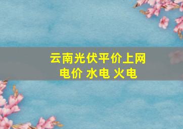 云南光伏平价上网电价 水电 火电